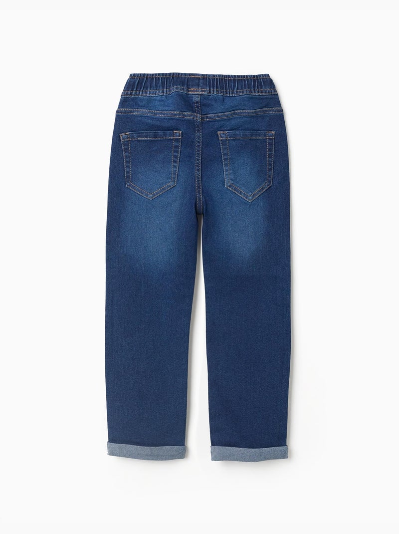 Pantalon en jean slim avec cordon de serrage Bleu foncé - Kiabi