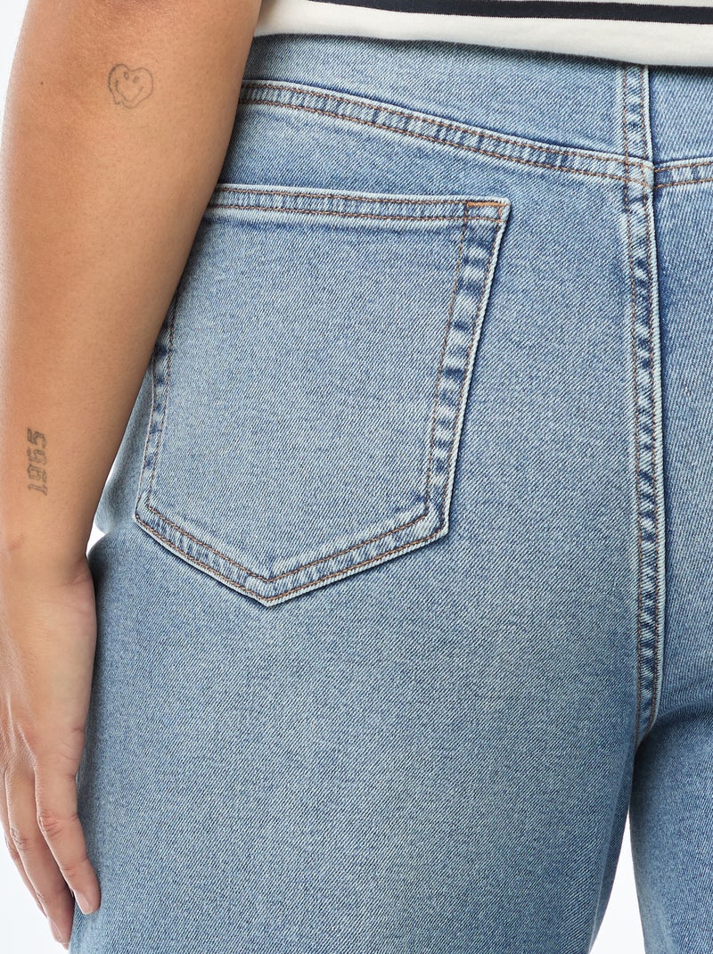 Pantalon Jean Baggy Style Motard - Coupe Loose Avec Ceinture Déchirée Et Zip - Décontracté