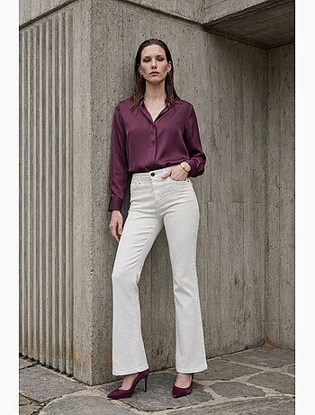 Pantalon en jean taille haute à jambes évasées avec poches my fashion