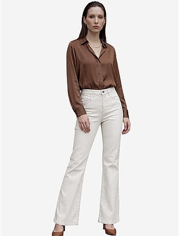 Pantalon en jean taille haute à jambes évasées avec poches my fashion
