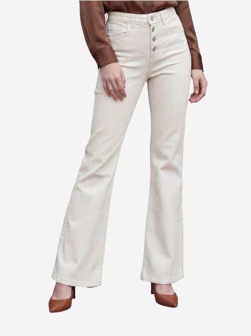 Pantalon en jean taille haute à jambes évasées avec poches my fashion - Kiabi