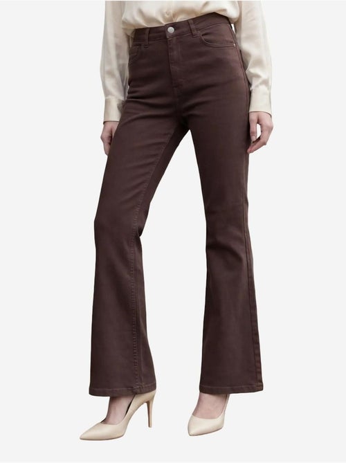 Pantalon en jean taille haute à jambes évasées avec poches my fashion - Kiabi Pantalon en jean taille haute à jambes évasées avec poches my fashion - Kiabi