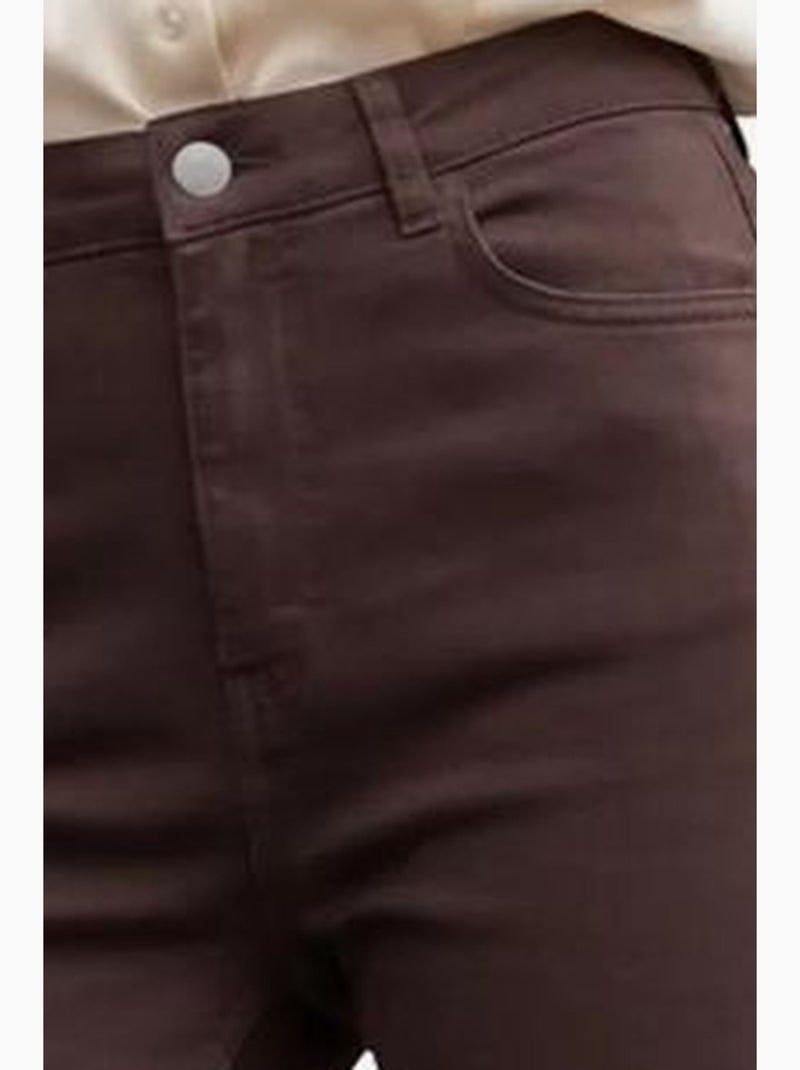 Pantalon en jean taille haute à jambes évasées avec poches my fashion Marron foncé - Kiabi