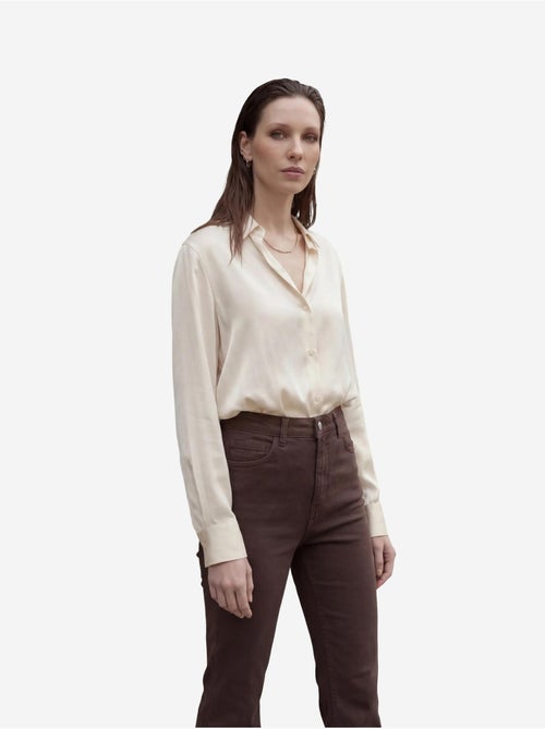 Pantalon en jean taille haute à jambes évasées avec poches my fashion - Kiabi Pantalon en jean taille haute à jambes évasées avec poches my fashion - Kiabi