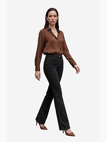 Pantalon en jean taille haute à jambes évasées avec poches my fashion