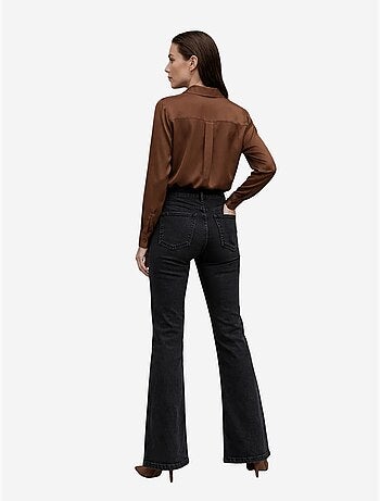 Pantalon en jean taille haute à jambes évasées avec poches my fashion