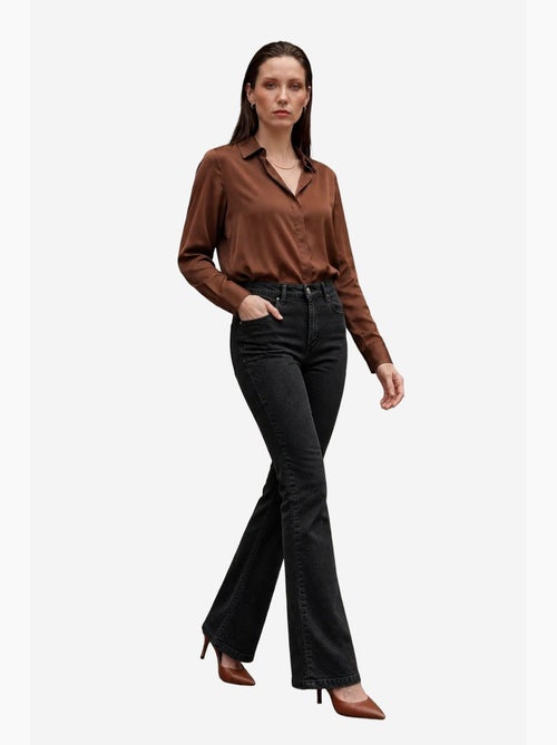 Pantalon en jean taille haute à jambes évasées avec poches my fashion - Kiabi