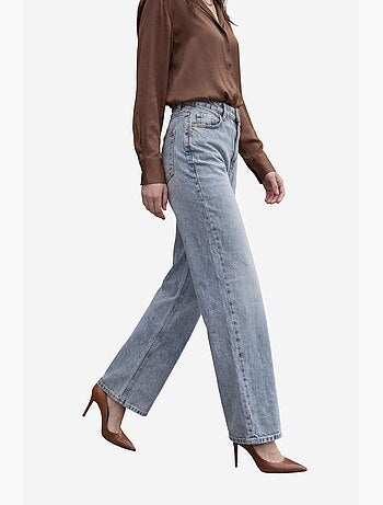 Pantalon en jean taille haute à jambes larges avec poches my fashion