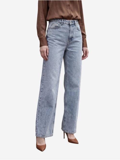 Pantalon en jean taille haute à jambes larges avec poches my fashion - Kiabi