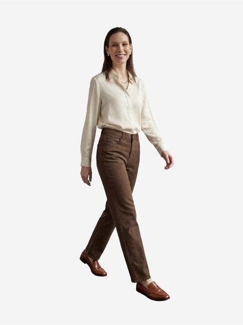 Pantalon en jean taille haute à jambes larges avec poches my fashion - Kiabi Pantalon en jean taille haute à jambes larges avec poches my fashion - Kiabi