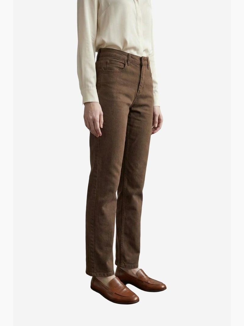 Pantalon en jean taille haute à jambes larges avec poches my fashion Marron clair - Kiabi
