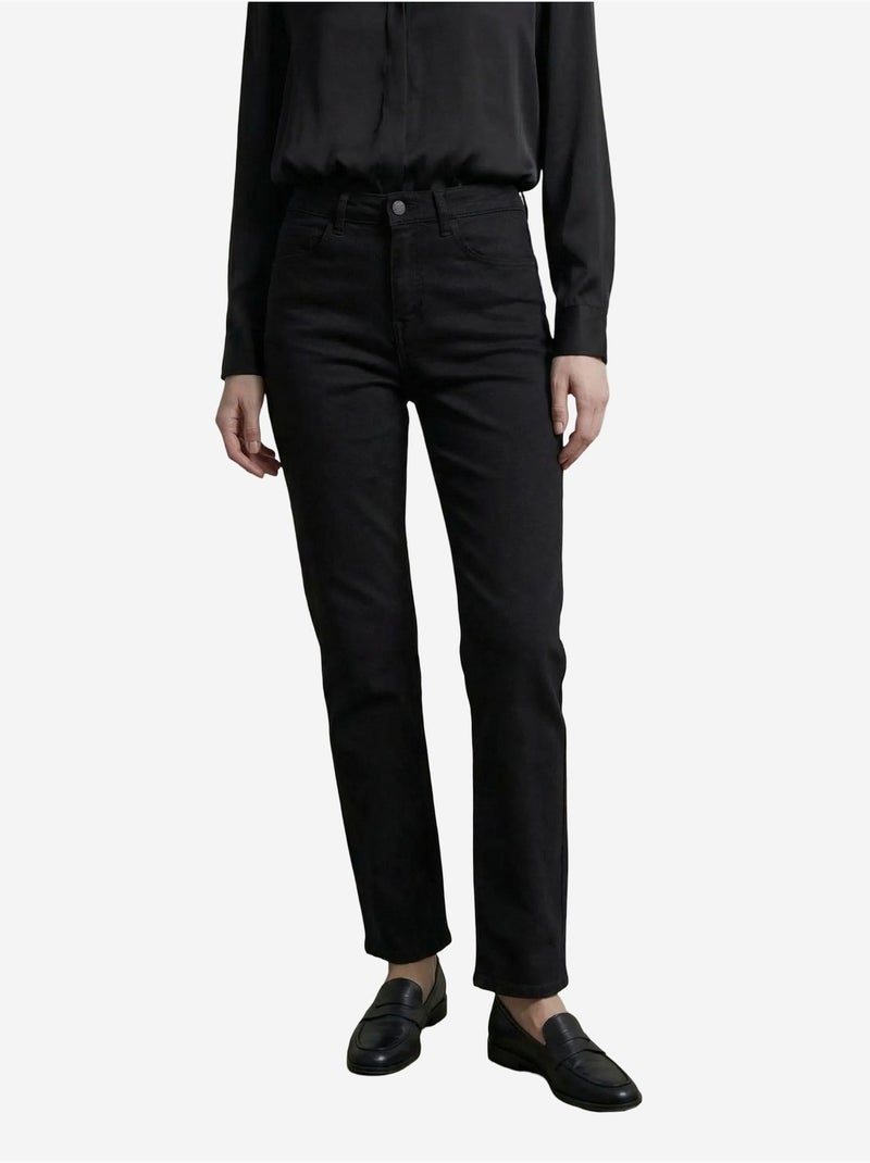 Pantalon en jean taille haute à jambes larges avec poches my fashion Noir - Kiabi