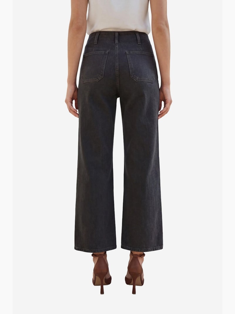 Pantalon en jean taille haute avec fermeture éclair my fashion Noir - Kiabi