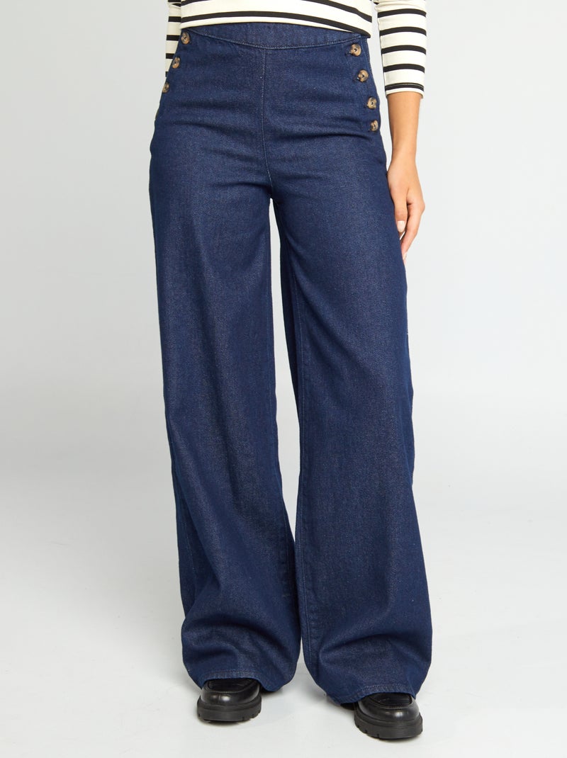 Pantalon Jean Imprimé Journal John Galliano - Taille 44 Bleu - Occasion Très Bon État