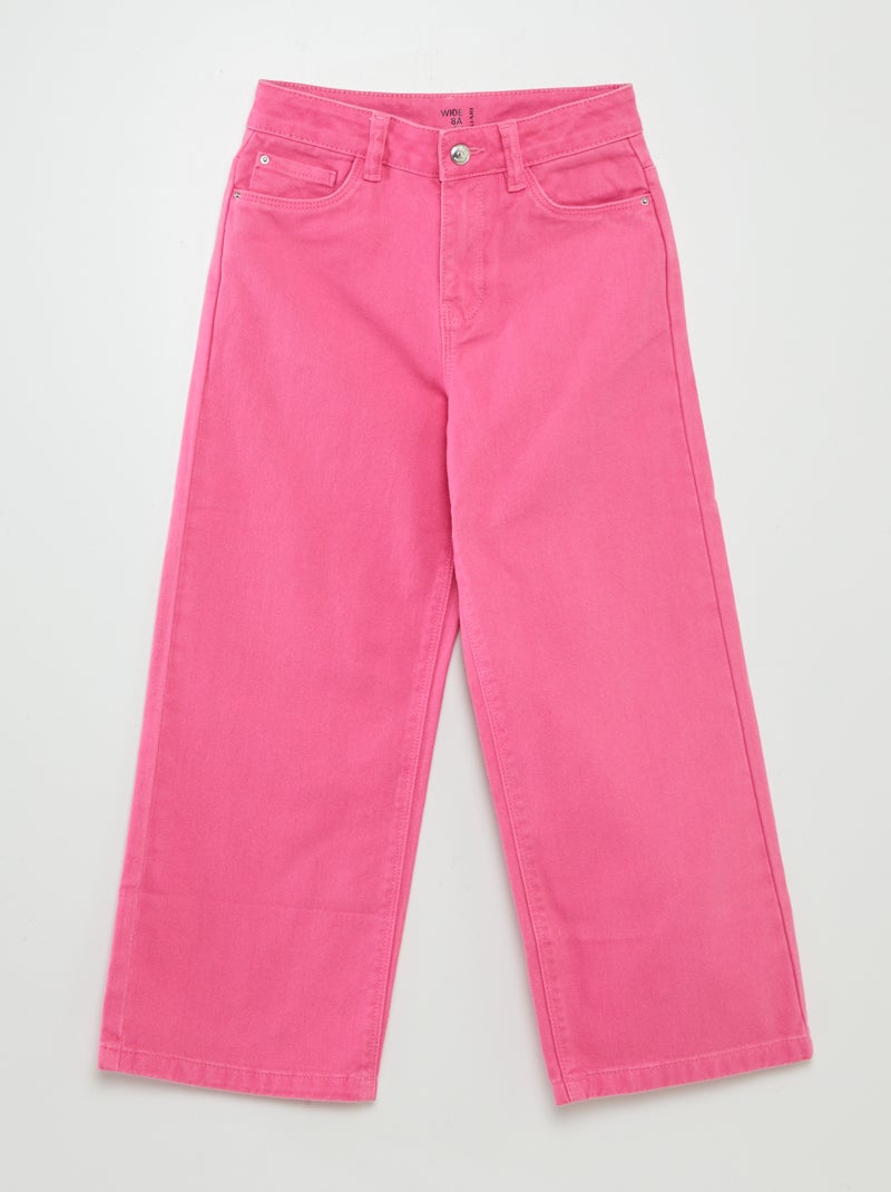 Pantalon en jean taille haute wide leg Rose - Kiabi