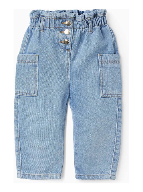 Pantalon en Jean Taille Paperbag - Kiabi