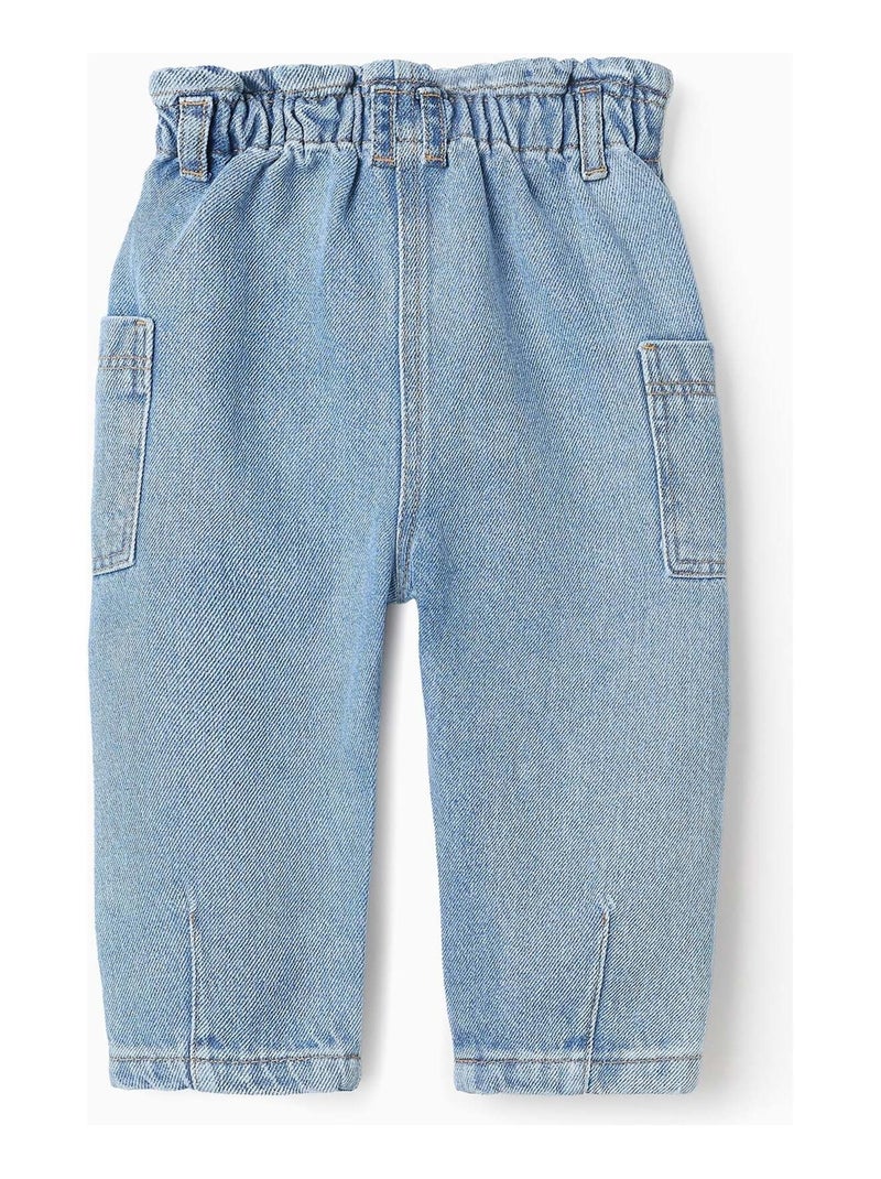 Pantalon en Jean Taille Paperbag Bleu clair - Kiabi