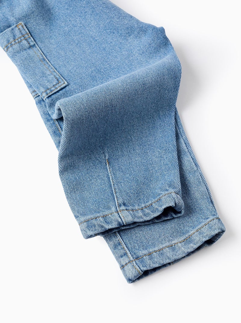 Pantalon en Jean Taille Paperbag Bleu clair - Kiabi
