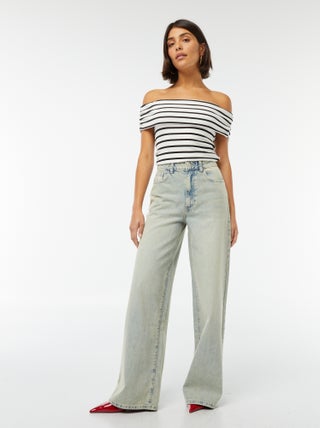 Pantalon en jean wide leg à taille haute