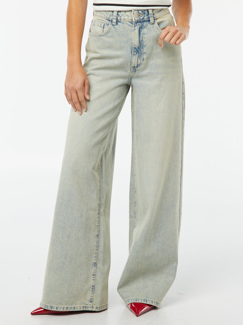 Pantalon en jean wide leg à taille haute BLEU - Kiabi