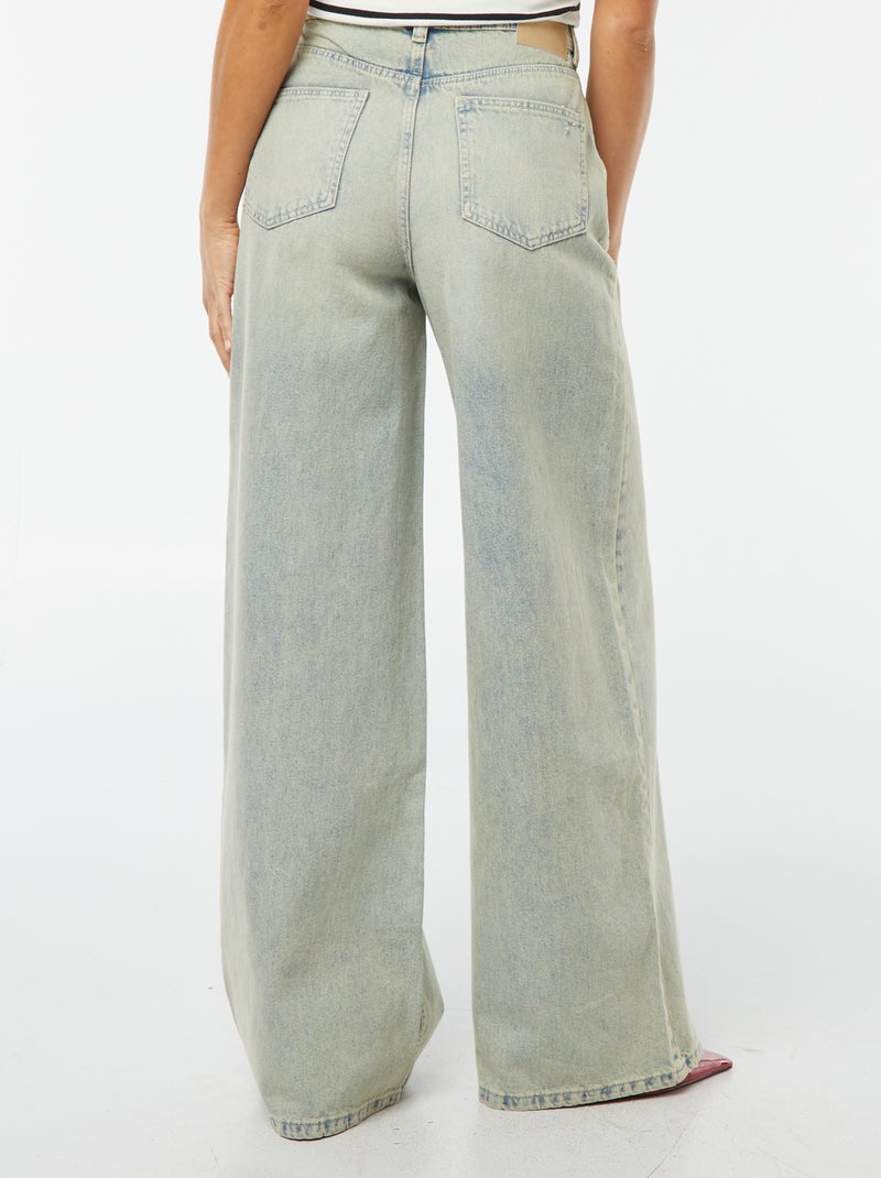 Pantalon en jean wide leg à taille haute BLEU - Kiabi