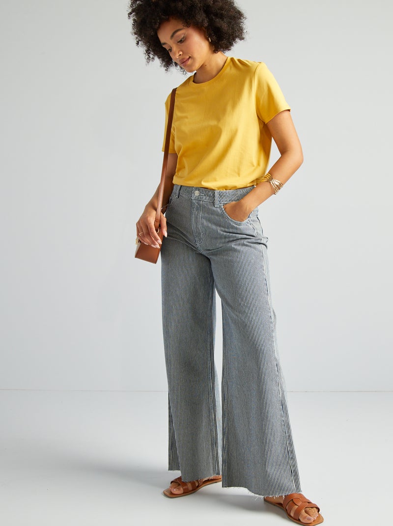 Pantalon en jean wide leg Bleu - Kiabi