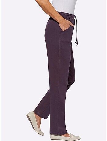 Pantalon en jersey avec ceinture élastique et poches avant - Taille courte - Moda Vilona