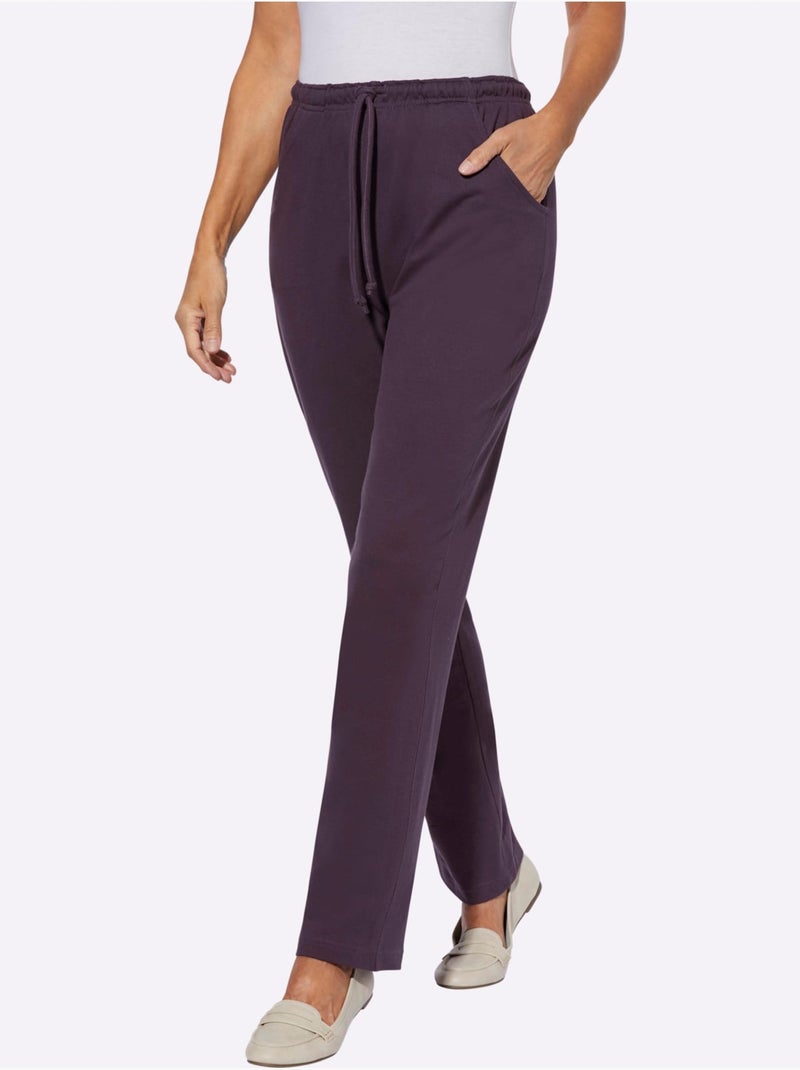 Pantalon en jersey à ceinture élastique et 2 poches confortables - Taille courte - Moda Vilona Violet aubergine - Kiabi