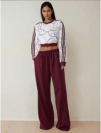 Pantalon en jersey à jambe large avec taille élastique