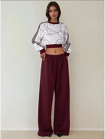Pantalon en jersey à jambe large avec taille élastique