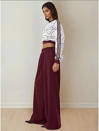 Pantalon en jersey à jambe large avec taille élastique