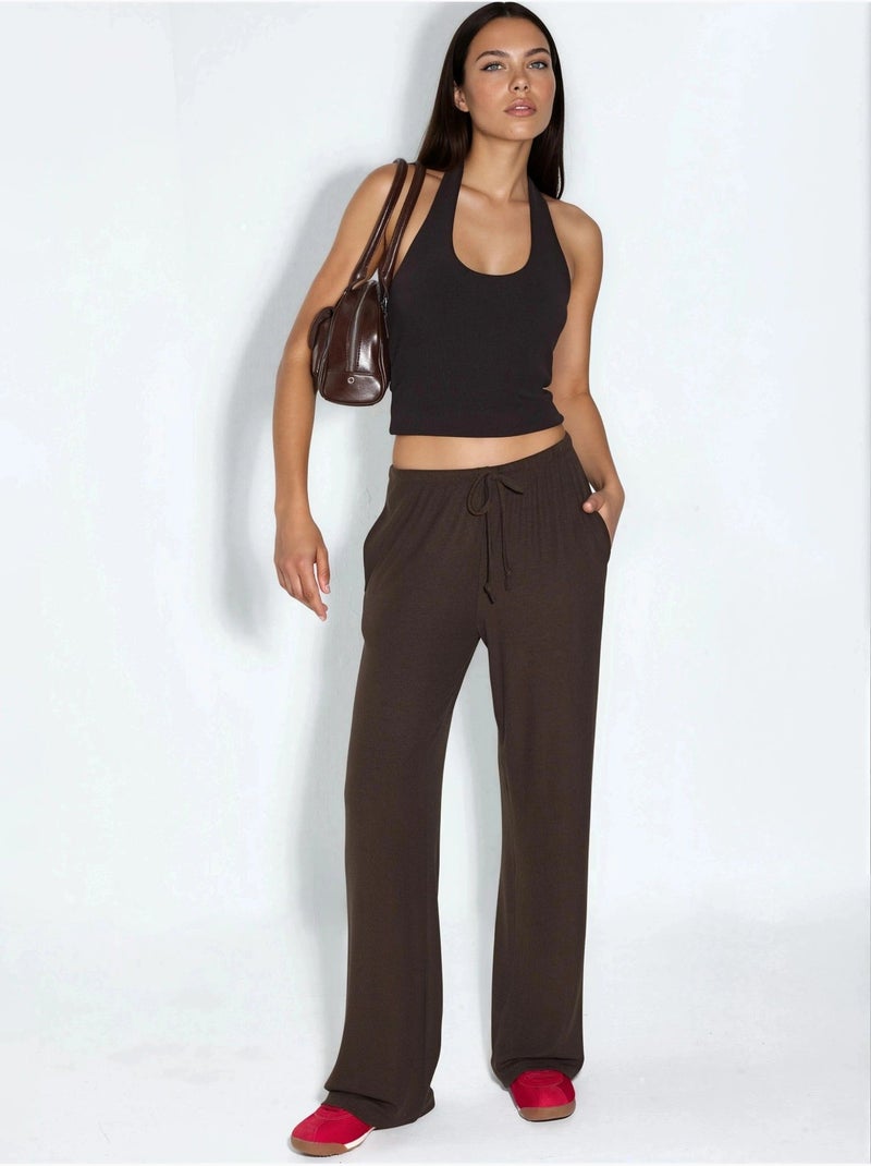 Pantalon en jersey à jambe large busem Marron chocolat - Kiabi