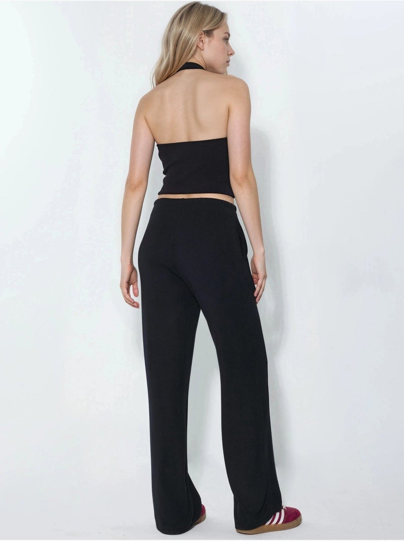 Pantalon en jersey à jambe large busem Noir - Kiabi