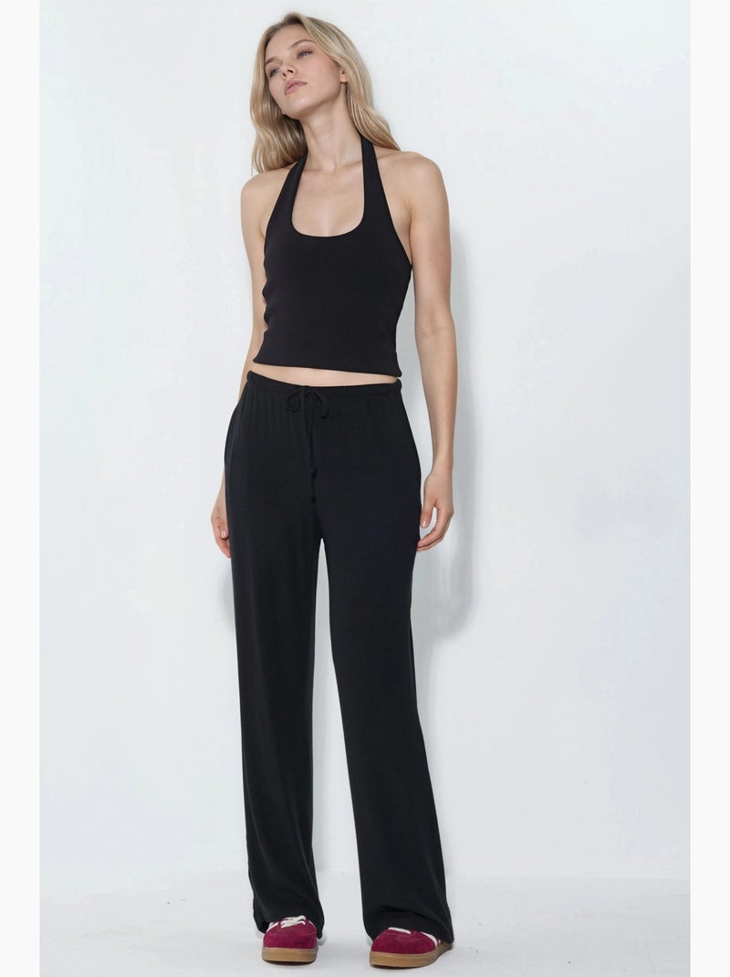 Pantalon en jersey à jambe large busem Noir - Kiabi
