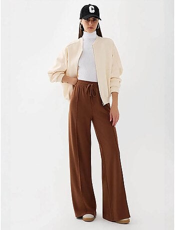 Pantalon en jersey à taille élastique et jambes larges