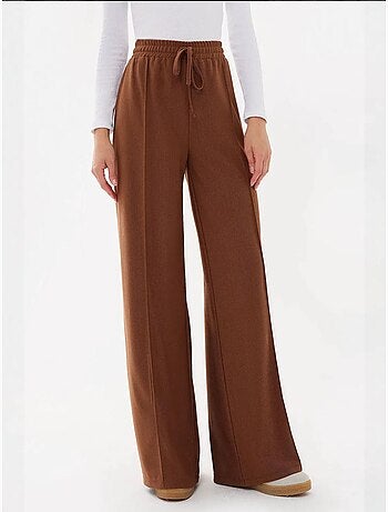Pantalon en jersey à taille élastique et jambes larges