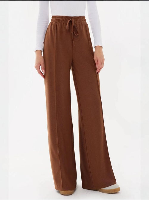 Pantalon en jersey à taille élastique et jambes larges - Kiabi