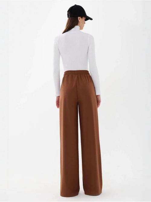 Pantalon en jersey à taille élastique et jambes larges - Kiabi