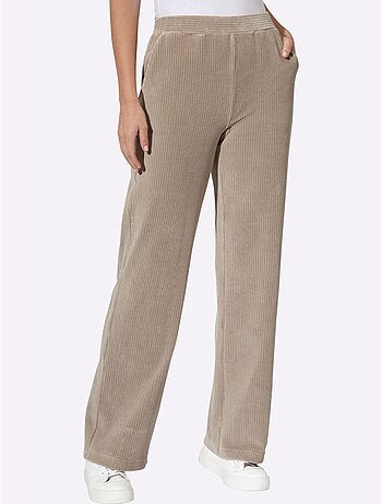 Pantalon en jersey aspect velours large - taille standard - helline