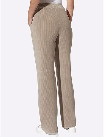 Pantalon en jersey aspect velours large - taille standard - helline