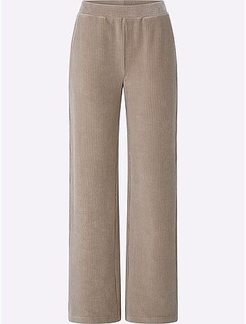 Pantalon en jersey aspect velours large - taille standard - helline