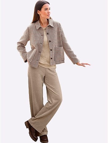 Pantalon en jersey aspect velours large - taille standard - helline