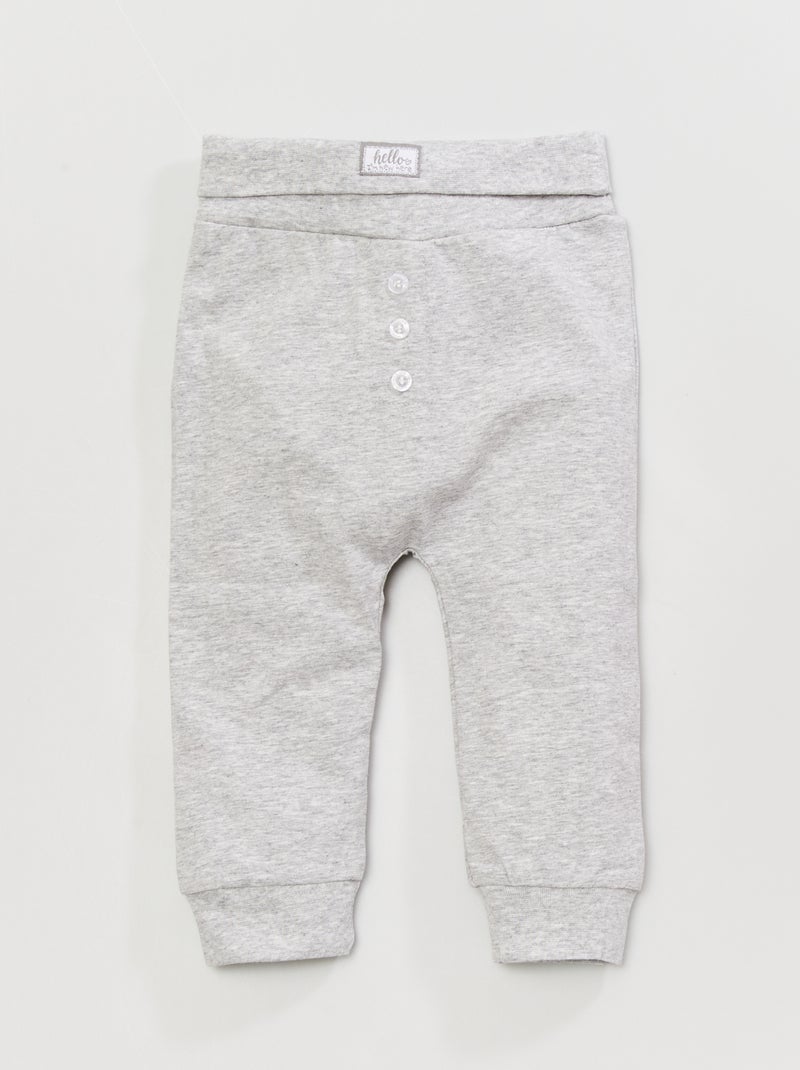 Pantalon en jersey avec boutons gris - Kiabi