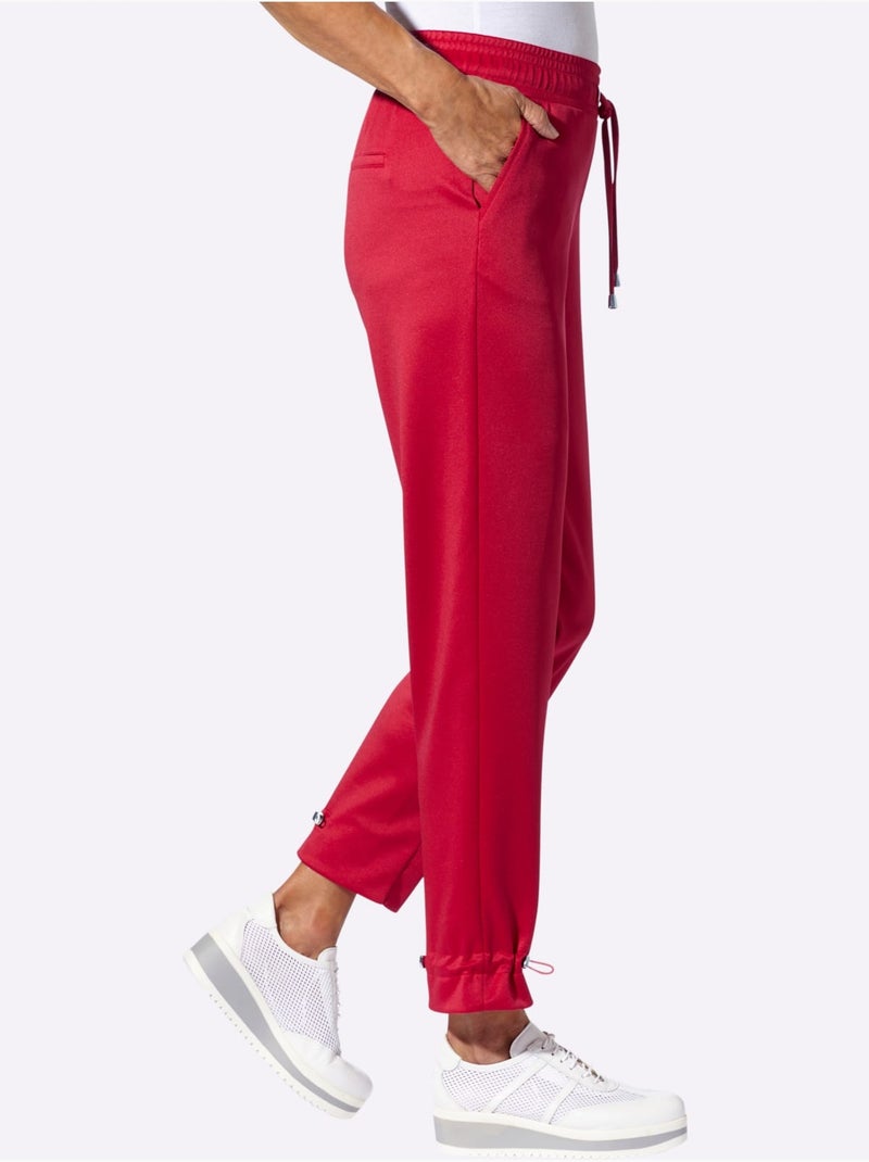 Pantalon en jersey avec ceinture élastique et coulisse réglable - taille standard - moda vilona Rouge - Kiabi