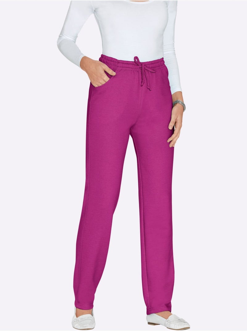 Pantalon en jersey avec ceinture élastique et poches - Taille courte - Moda Vilona Violet - Kiabi