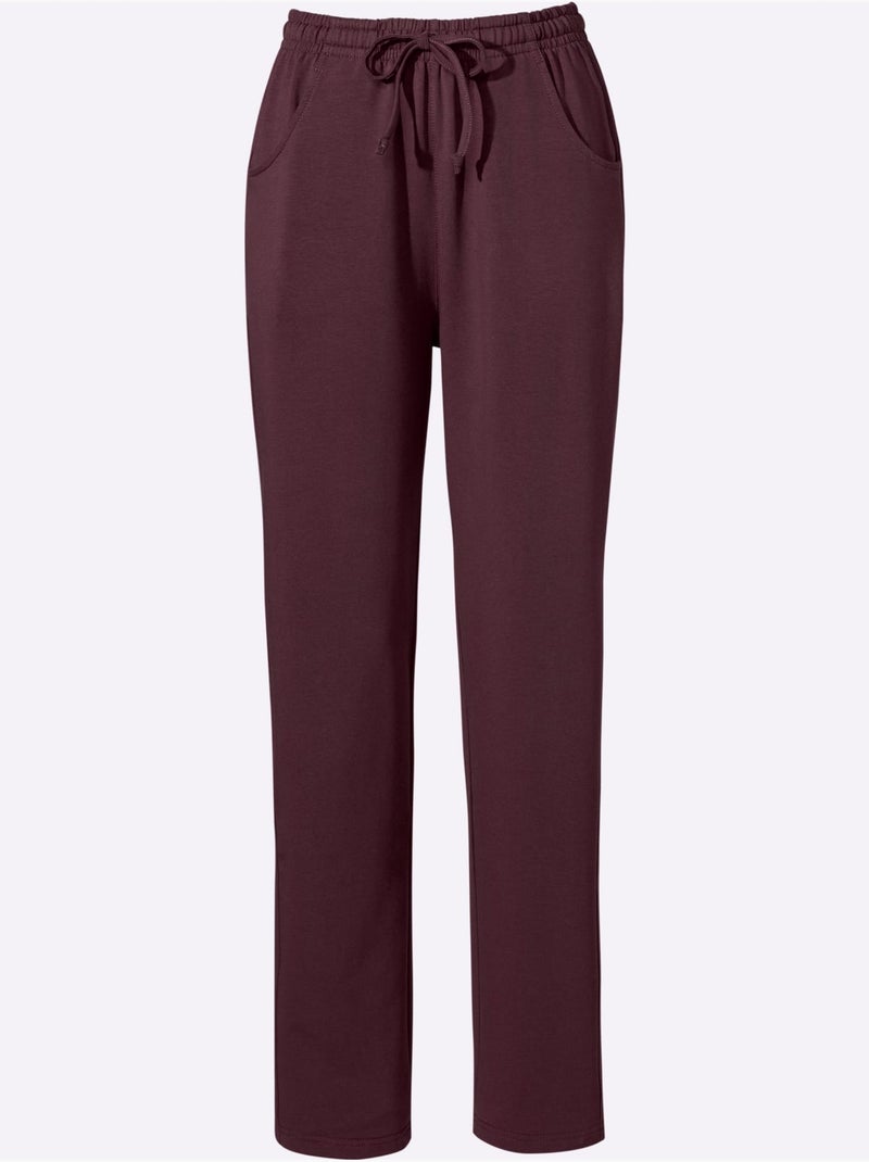 Pantalon en jersey avec ceinture élastique et poches avant - Taille courte - Moda Vilona Noir Bordeaux - Kiabi