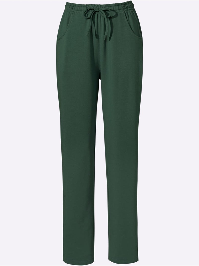 Pantalon en jersey avec ceinture élastique et poches devant - Taille standard - Moda Vilona Beige/Vert - Kiabi
