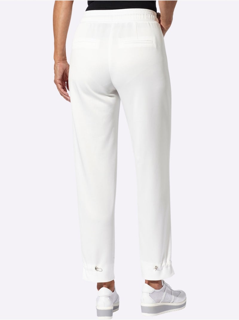 Pantalon en jersey avec ceinture élastique et poches devant - Taille standard - Moda Vilona Blanc - Kiabi
