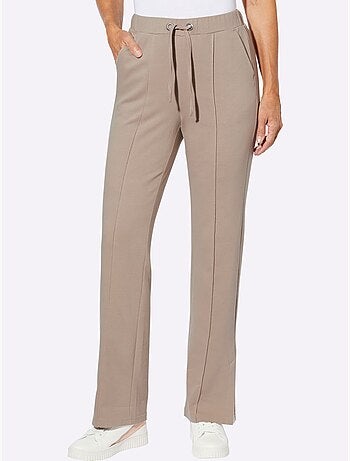 Pantalon chic en jersey doux avec ceinture élastique et poches - Taille courte - Moda Vilona