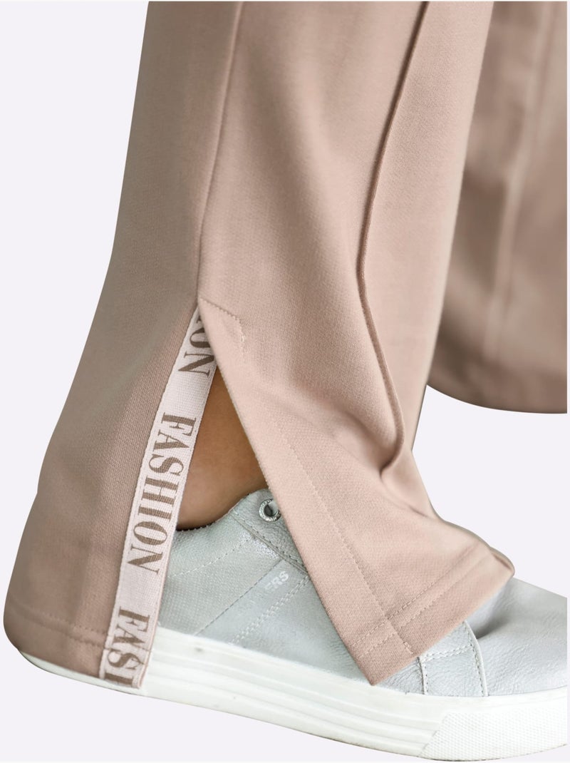 Pantalon en jersey avec ceinture élastique et poches en biais - Taille courte - Moda Vilona Beige - Kiabi